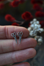 Sterling Silver Scissor / Shears Stud Earrings