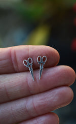 Sterling Silver Scissor / Shears Stud Earrings