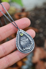 Til Death Tombstone / Bat Charm Necklace - Peridot - 20" Chain Included