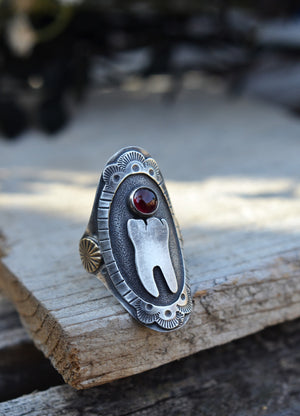 Cameo Molar Ring - Garnet - Will Fit Like a Size 8.25