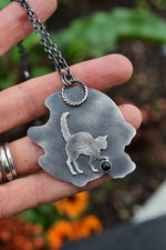 XL Flying Witch Pendant - 3 Stones - Chain is adjustable at 18" and 20" and 24"