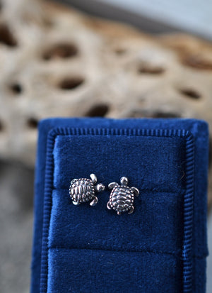 Sea Turtle Stud Earrings - Sterling Silver