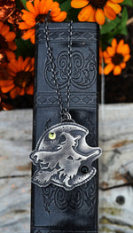 XL Flying Witch Pendant - 3 Stones - Chain is adjustable at 18" and 20" and 24"