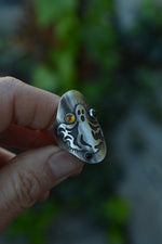 Spooky Spirit Ring  - Citrine and Black Onyx Gemstones - Will Fit Like a Size 8.5