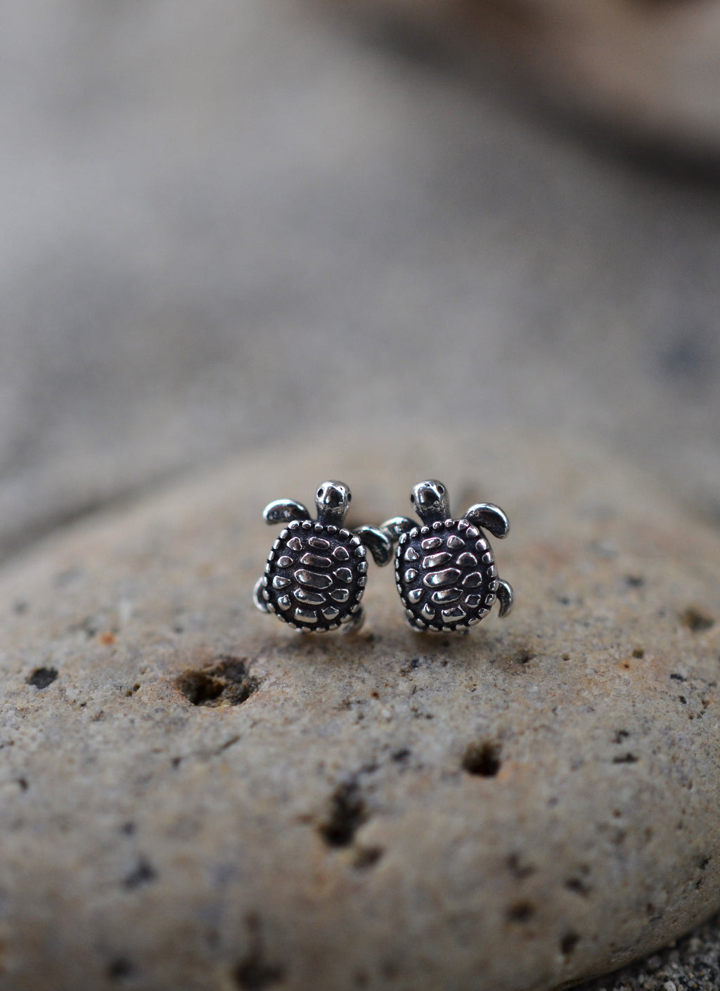Sea Turtle Stud Earrings - Sterling Silver