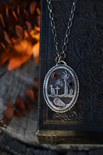 Zombie Graveyard Pendant - Garnet and Black Onyx - 18" Chain Included