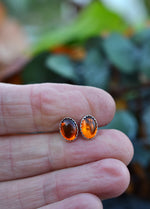 Halloween Treats - 8x6mm Gemstone studs - Amber