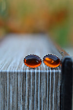 Halloween Treats - 8x6mm Gemstone studs - Amber