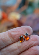 Halloween Treats - 8x6mm Gemstone studs - Amber