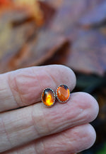 Halloween Treats - 8x6mm Gemstone studs - Amber