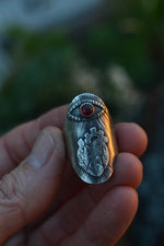 Third Eye Anatomical Heart Ring - Garnet  - Will fit like a Size 7.25