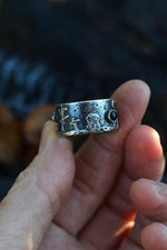 Walking Dead Zombie Graveyard Ring - Size 9.5 - Black Onyx and Gray Moonstone