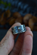 Walking Dead Zombie Graveyard Ring - Size 9.5 - Black Onyx and Gray Moonstone
