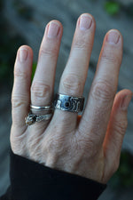 Walking Dead Zombie Graveyard Ring - Size 9.5 - Black Onyx and Gray Moonstone