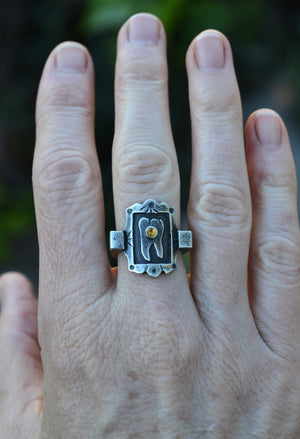 Sweet Tooth Cathedral Ring - Citrine Gemstone - Size 8