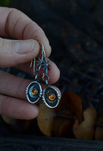 Crescent Moon Cosmos Earrings - Dangle Ear Wire Style - Citrine Only