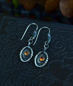 Crescent Moon Cosmos Earrings - Dangle Ear Wire Style - Citrine Only