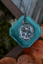 Skull Charm -  Crab - 2 Rainbow Moonstone - 24" Chain Included