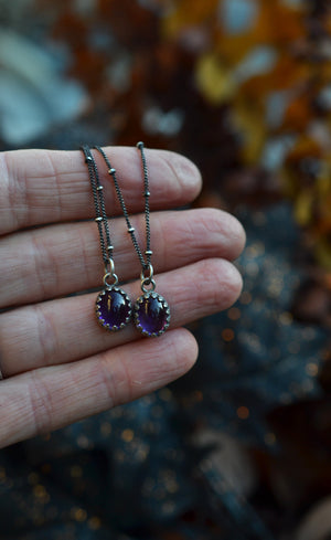 Halloween Inspired Gemstone Charm Necklace - 22" Chain Included - Amethyst