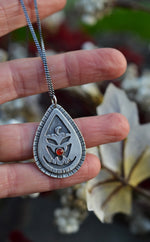 Jolly Jack-O-Lantern Charm Necklace - Carnelian - 18" Chain Included