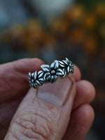 Last One! Flowered Band Ring - Sterling Silver - SIZE 6 ONLY!