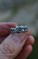 Last One! Flowered Band Ring - Sterling Silver - SIZE 6 ONLY!