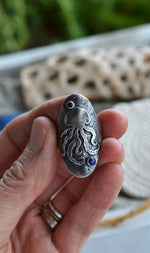 Octopus Saddle Ring - Lapis Lazuli and Black Onyx - Will fit like a Size 10