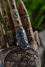 Octopus Saddle Ring - Lapis Lazuli and Black Onyx - Will fit like a Size 10