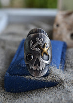 Skull/Anchor/Starfish Saddle Ring -  Black Onyx - Will Fit like a Size 7.25