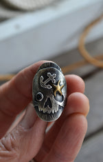 Skull/Anchor/Starfish Saddle Ring -  Black Onyx - Will Fit like a Size 7.25