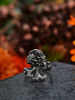 Halloween Skull and Bones Ring - Spider and Web - Black Onyx - Size 9.5
