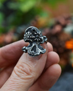 Halloween Skull and Bones Ring - Spider and Web - Black Onyx - Size 9.5