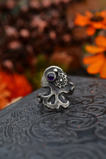 Halloween Skull and Bones Ring - Web and Amethyst - Size 8
