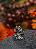 Halloween Skull and Bones Ring - Web and Amethyst - Size 8