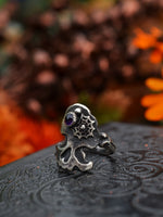 Halloween Skull and Bones Ring - Web and Amethyst - Size 8