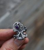 Halloween Skull and Bones Ring - Web and Amethyst - Size 8