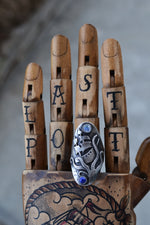 Sailors Warning Saddle Ring - CAST - Rainbow Moonstone and Lapis Lazuli - Will Fit Like a Size 9
