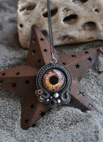 Kraken Necklace - Deep Sea Eye  - Carnelian and Black Onyx - 24" Chain Included