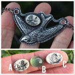 PRE-ORDER - Tattoo Swallow Pendant - Choose Your Stone - Chain Included and Adjustable