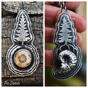 PRE-ORDER - Triple Layer Evergreen Pendant - Choose Your Stone - Chain Included