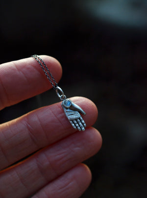 Keeper of the Light- Small Rainbow Moonstone Hand Charm  - 16" or 18" Chain Included