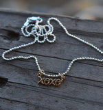 LOVE or XOXO Charm necklace - Brass and Sterling Silver