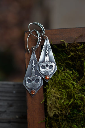 PRE-ORDER - Burning the Candle Skull Dangle Style Earrings