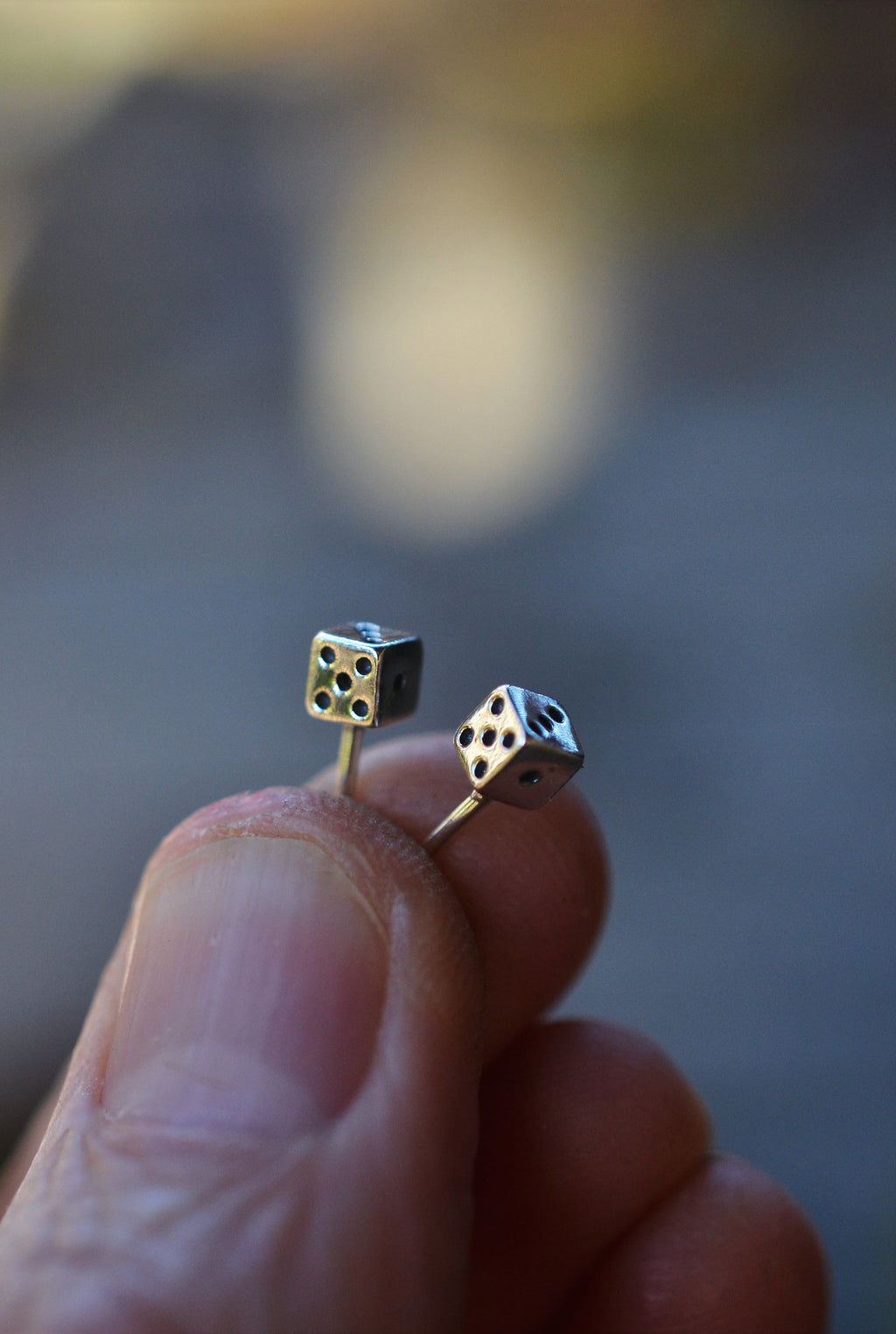 Tiny Dice Studs - Sterling Silver