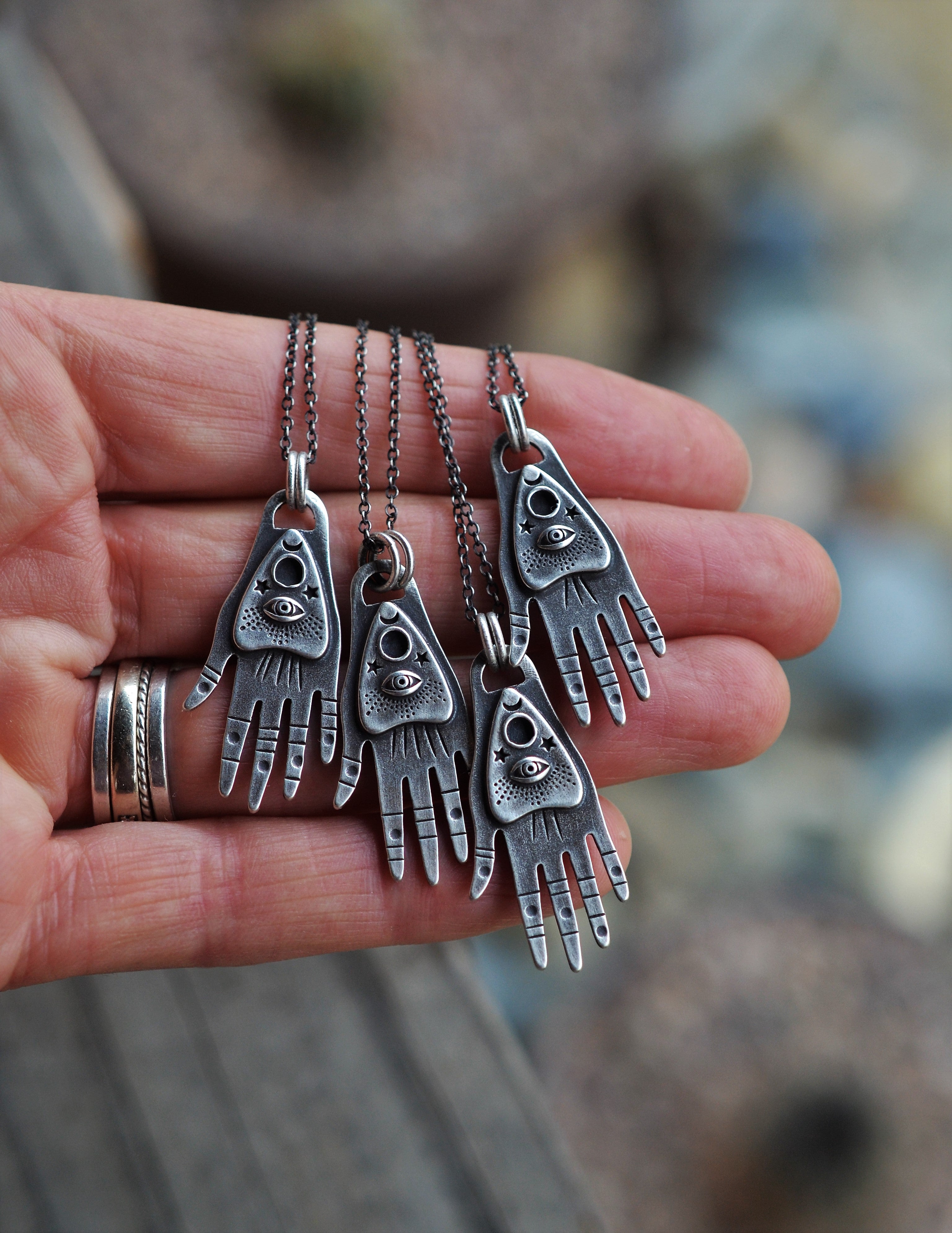 The Seer Hand Charm - Sterling Silver Necklace - 18" Chain Included