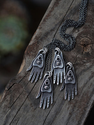 The Seer Hand Charm - Sterling Silver Necklace - 18" Chain Included