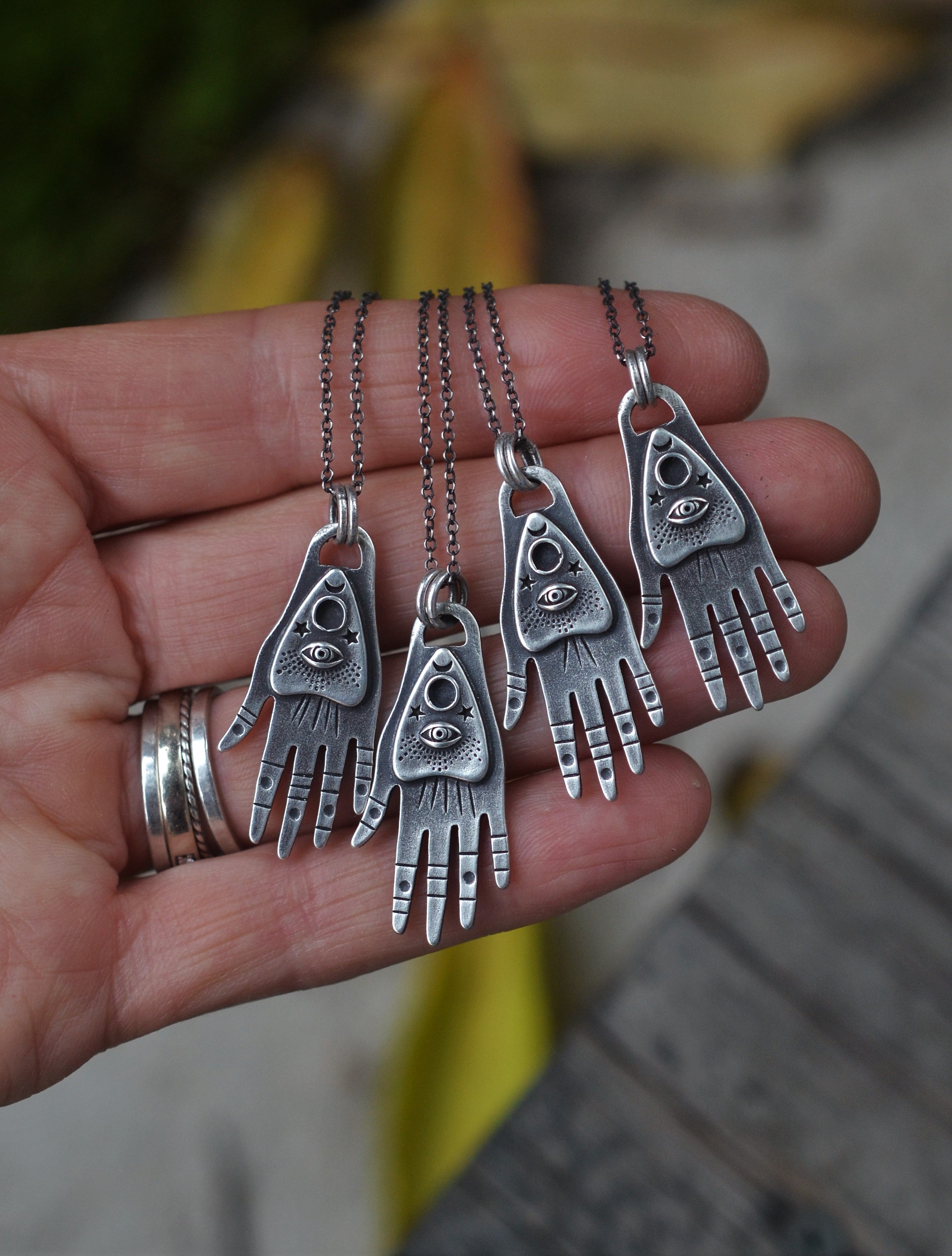 The Seer Hand Charm - Sterling Silver Necklace - 18" Chain Included