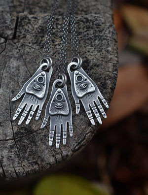 The Seer Hand Charm - Sterling Silver Necklace - 18" Chain Included