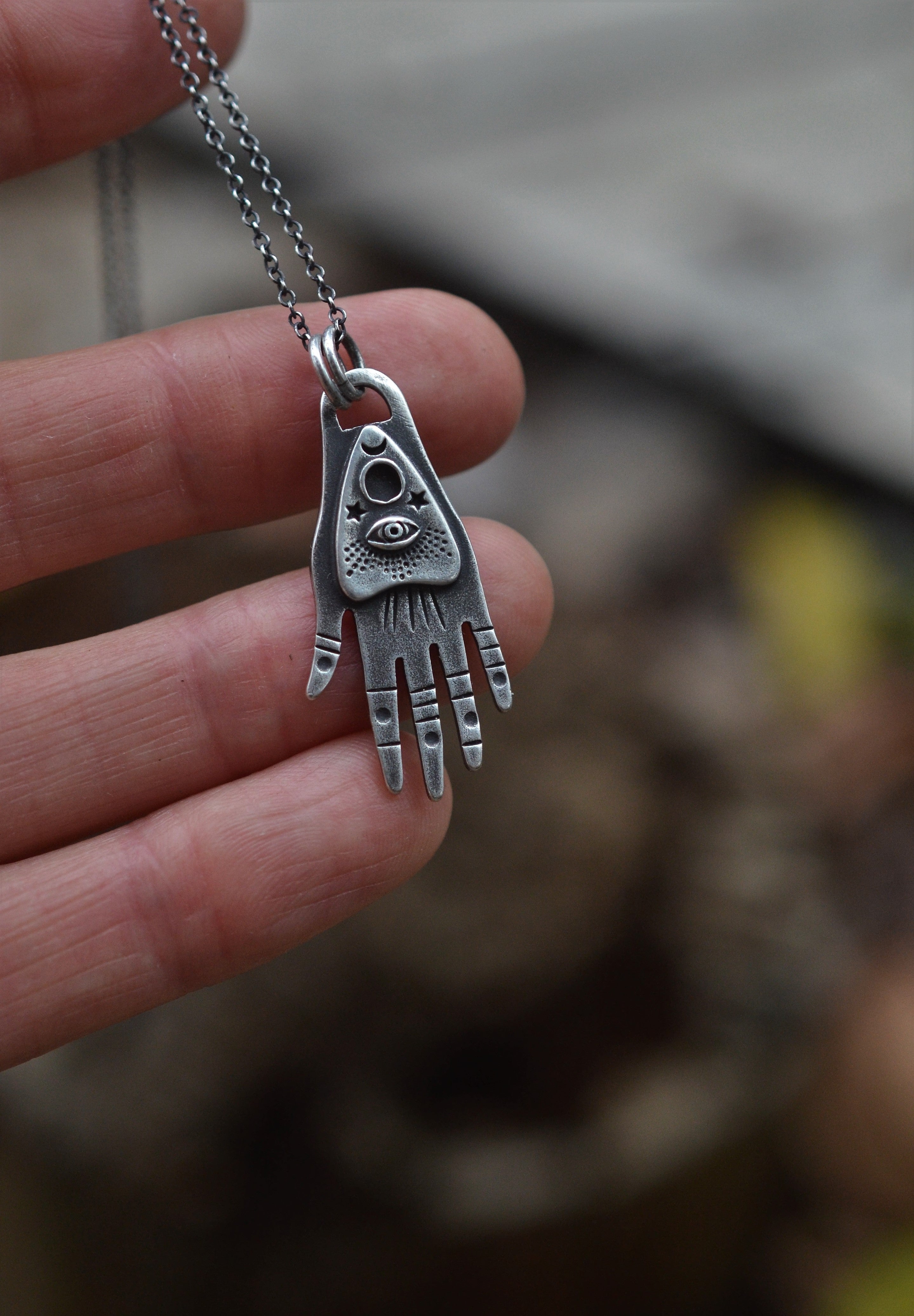 The Seer Hand Charm - Sterling Silver Necklace - 18" Chain Included