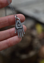 The Seer Hand Charm - Sterling Silver Necklace - 18" Chain Included